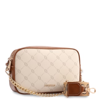 Pequena Alt/Couro Off White Monograma corrente