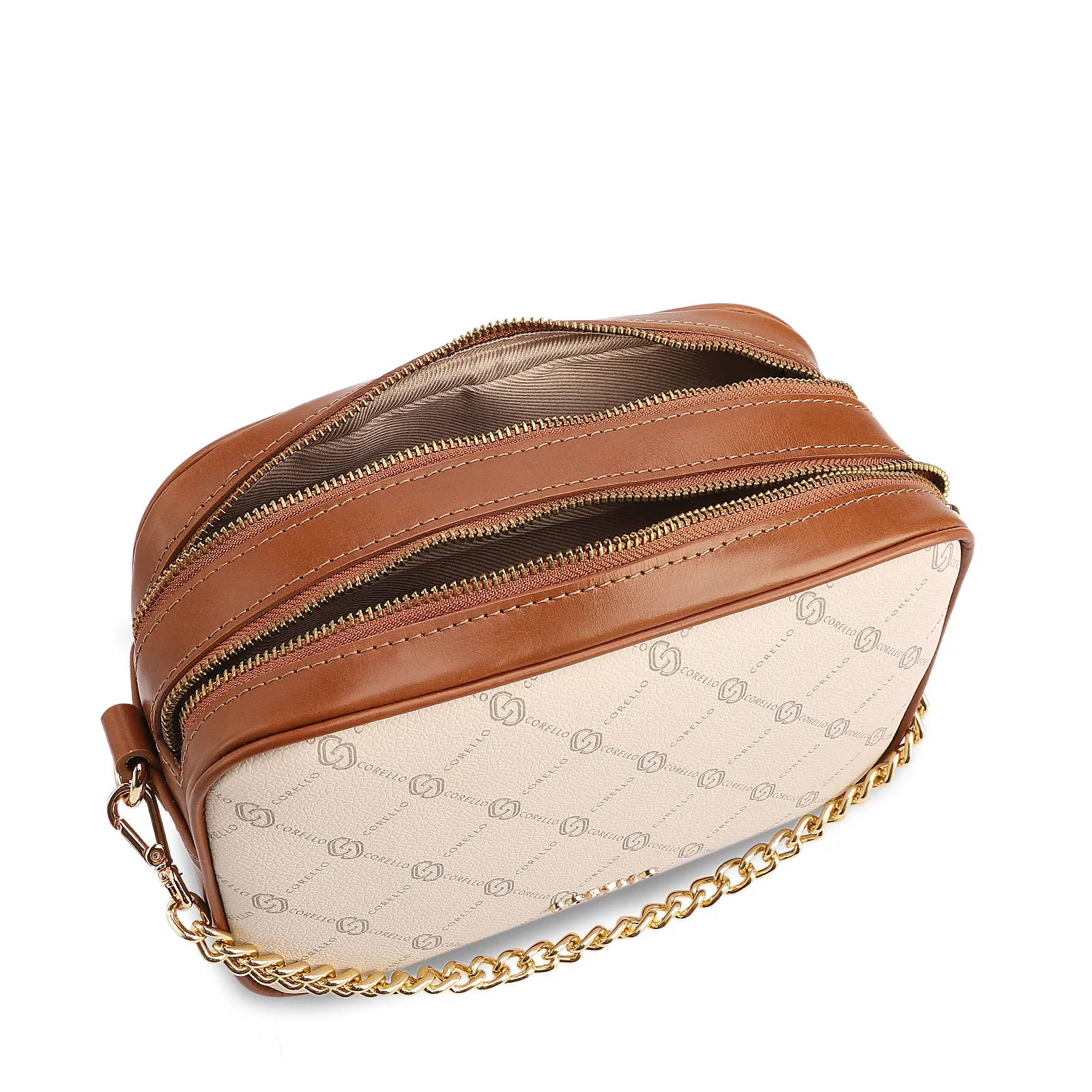 Bolsa Transversal Pequena Alt/Couro Off White Monograma Corrente