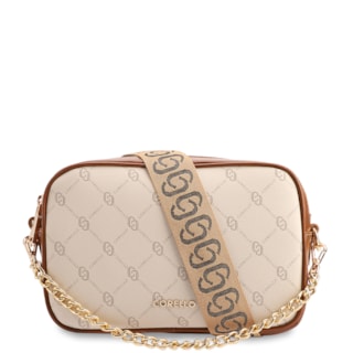 Pequena Alt/Couro Off White Monograma corrente