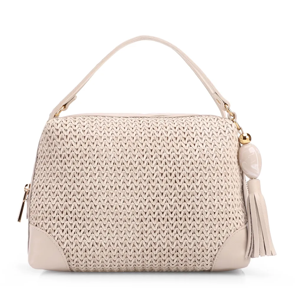 Bolsa Transversal Pequena Alt/Couro Off White Tramado