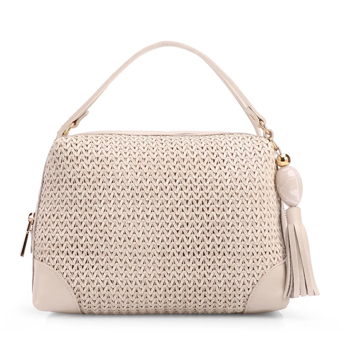 Bolsa Transversal Pequena Alt/Couro Off White Tramado