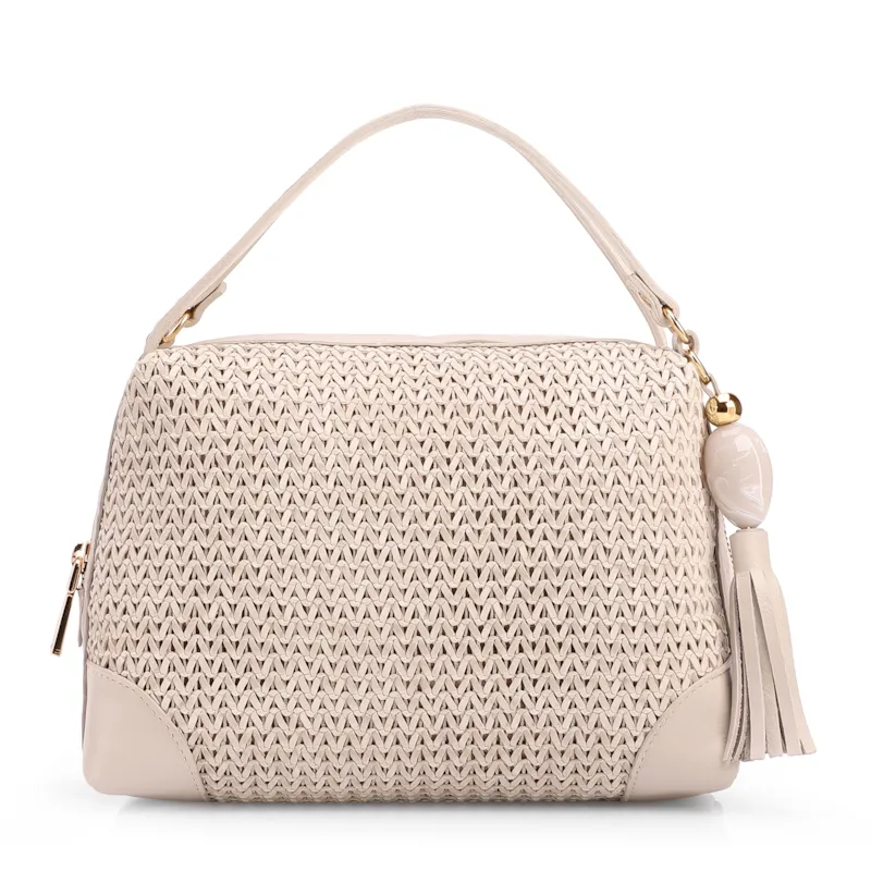 Bolsa Transversal Pequena Alt/Couro Off White Tramado