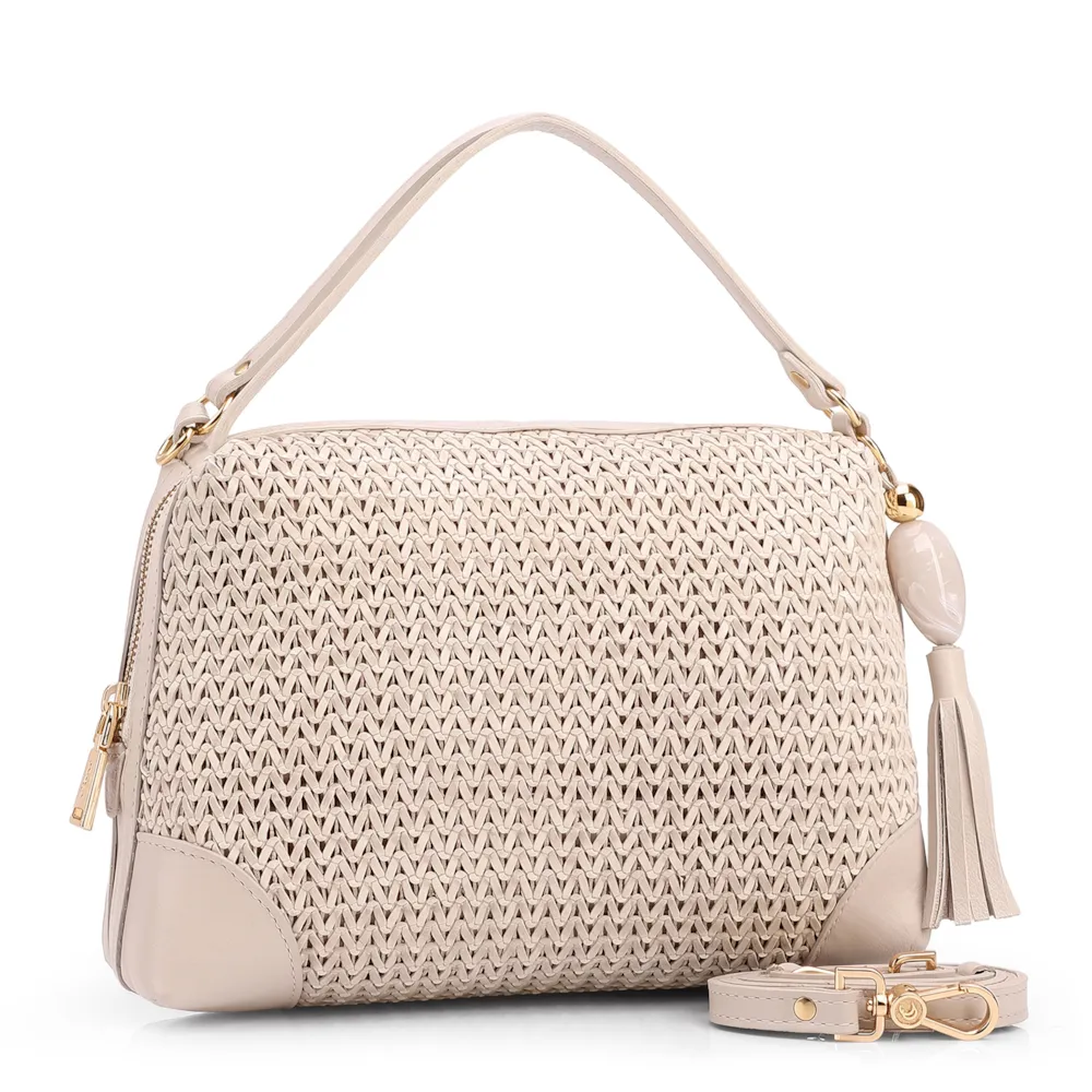 Bolsa Transversal Pequena Alt/Couro Off White Tramado - imagem 2