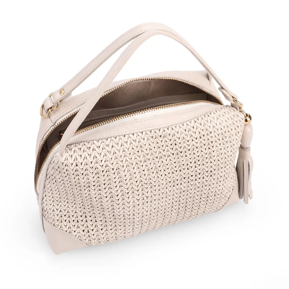 Bolsa Transversal Pequena Alt/Couro Off White Tramado - imagem 4