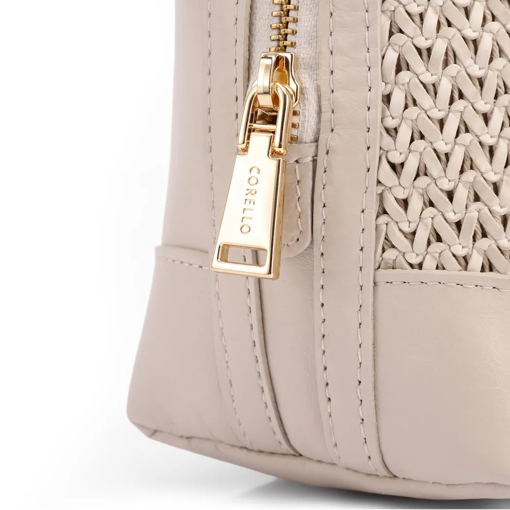 Bolsa Transversal Pequena Alt/Couro Off White Tramado - imagem 5