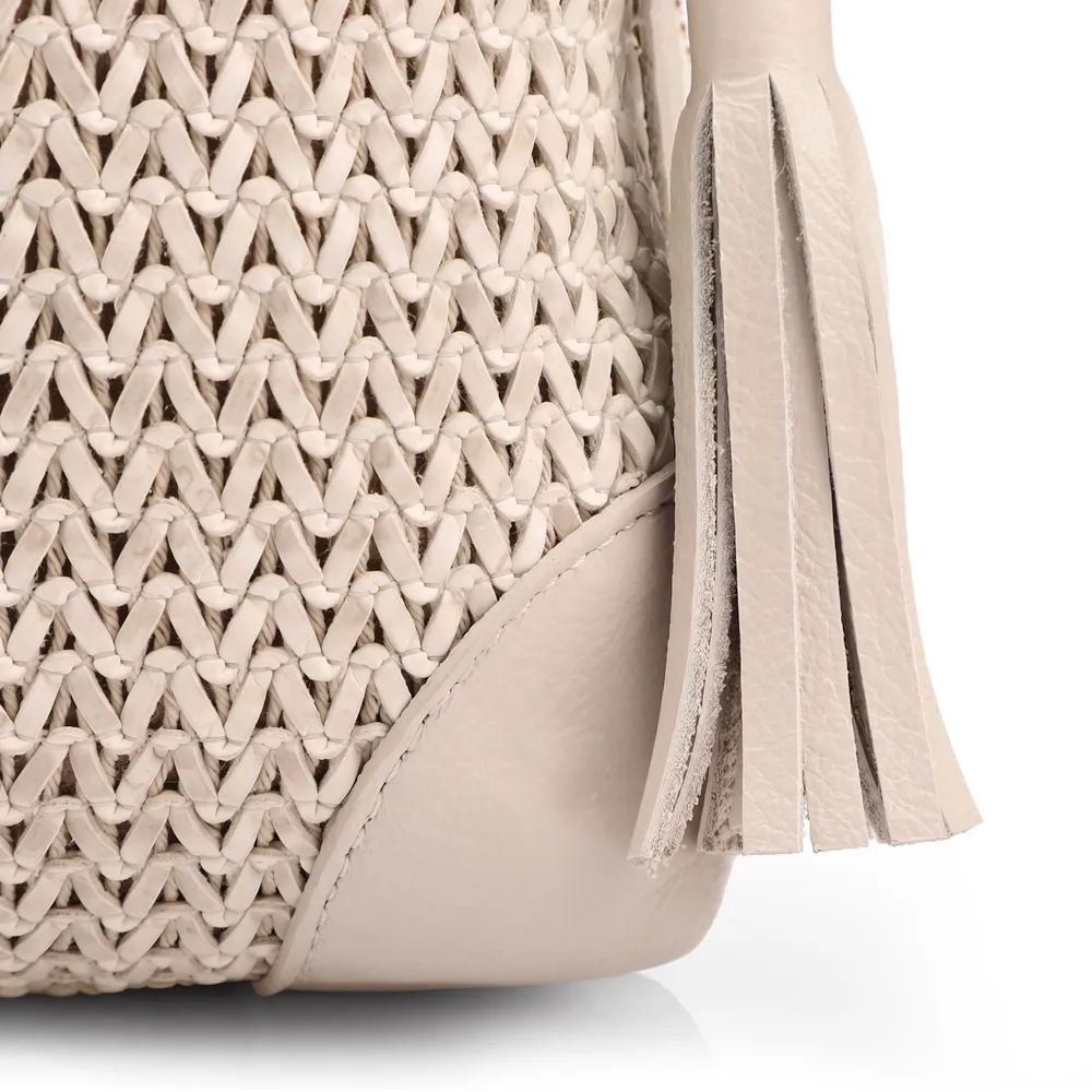Bolsa Transversal Pequena Alt/Couro Off White Tramado - imagem 7