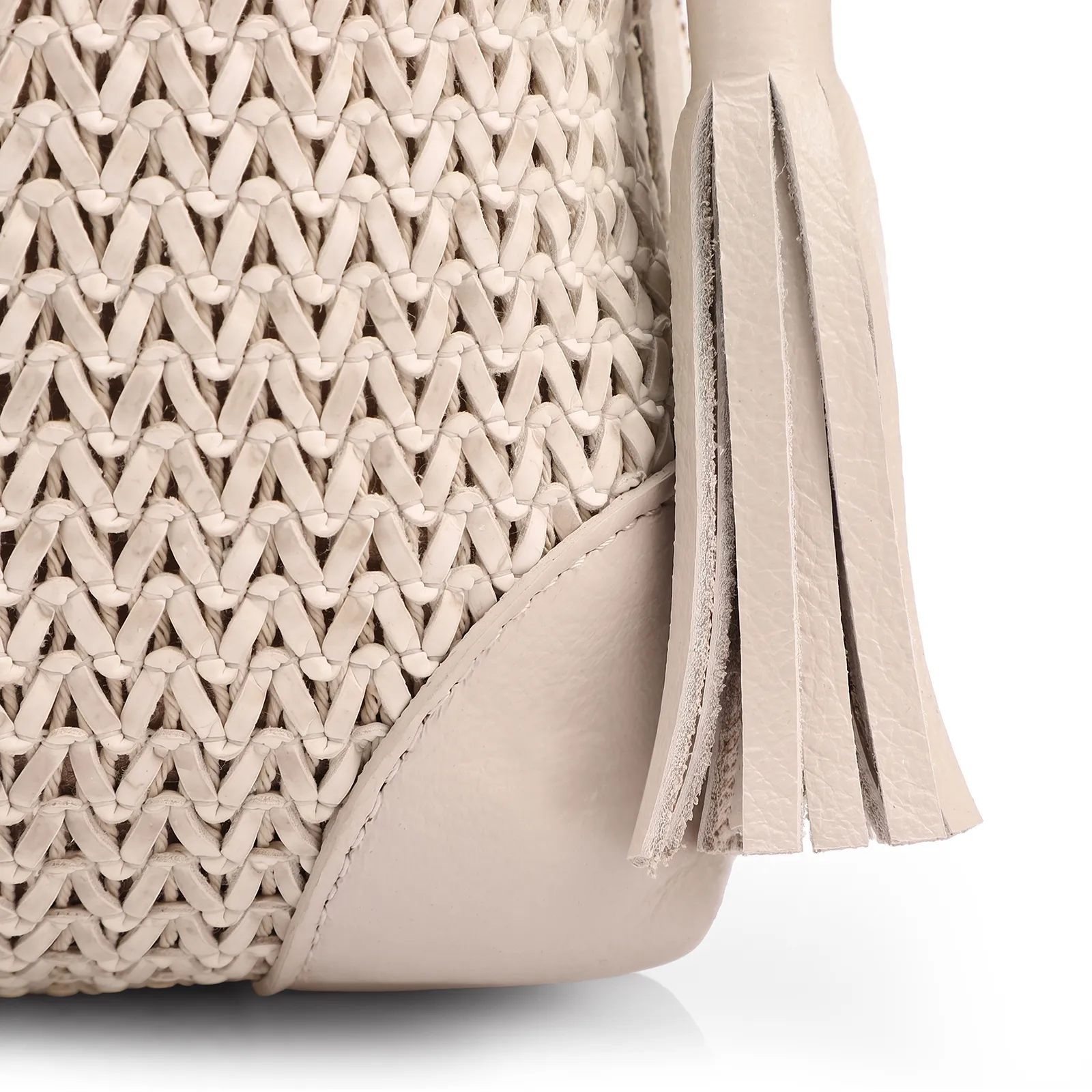 Bolsa Transversal Pequena Alt/Couro Off White Tramado