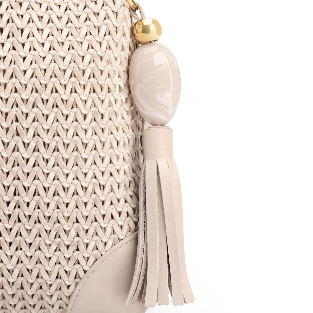 Bolsa Transversal Pequena Alt/Couro Off White Tramado - imagem 8