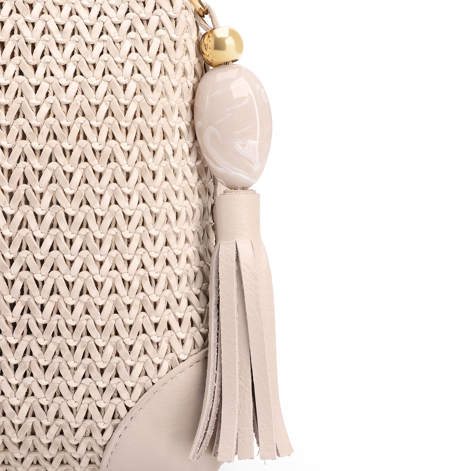 Bolsa Transversal Pequena Alt/Couro Off White Tramado