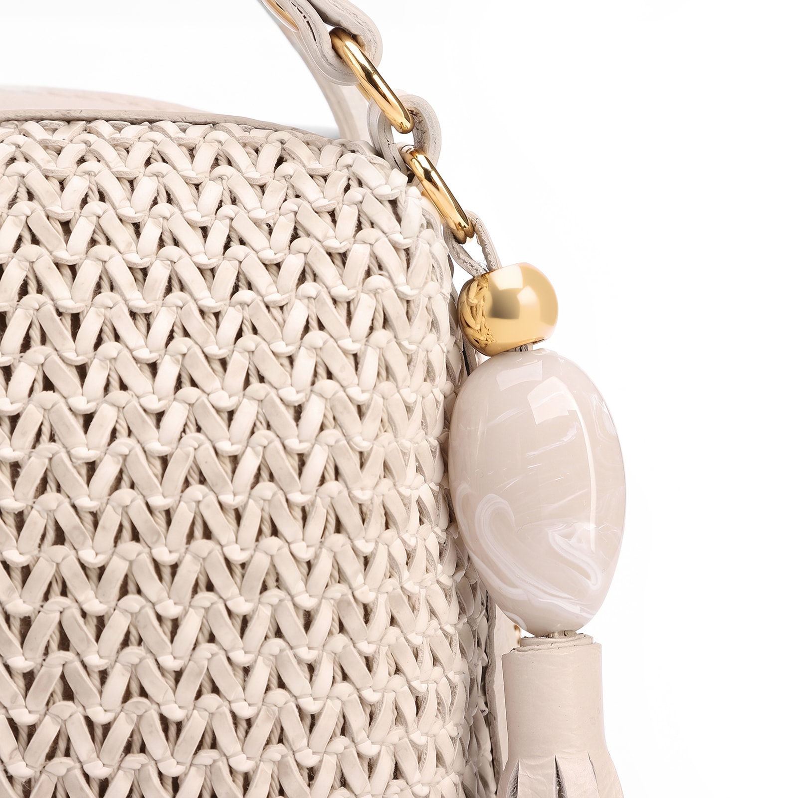 Bolsa Transversal Pequena Alt/Couro Off White Tramado