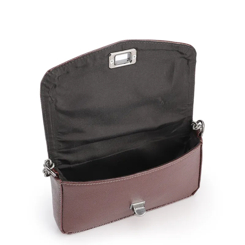  Bolsa Transversal Pequena Alt Lezard Marrom Corrente - foto 4