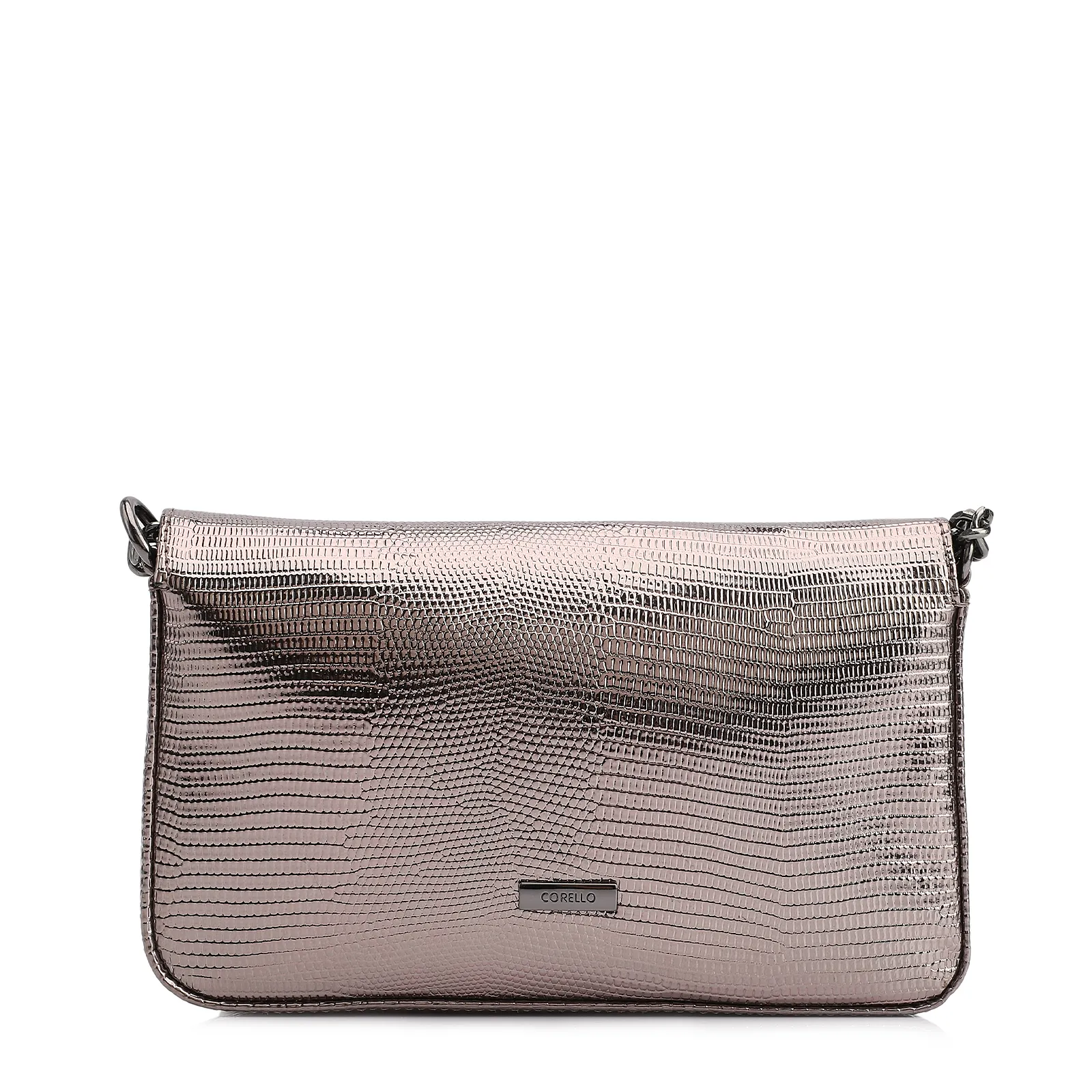 Bolsa Transversal Pequena Alt Lezard Prata Corrente