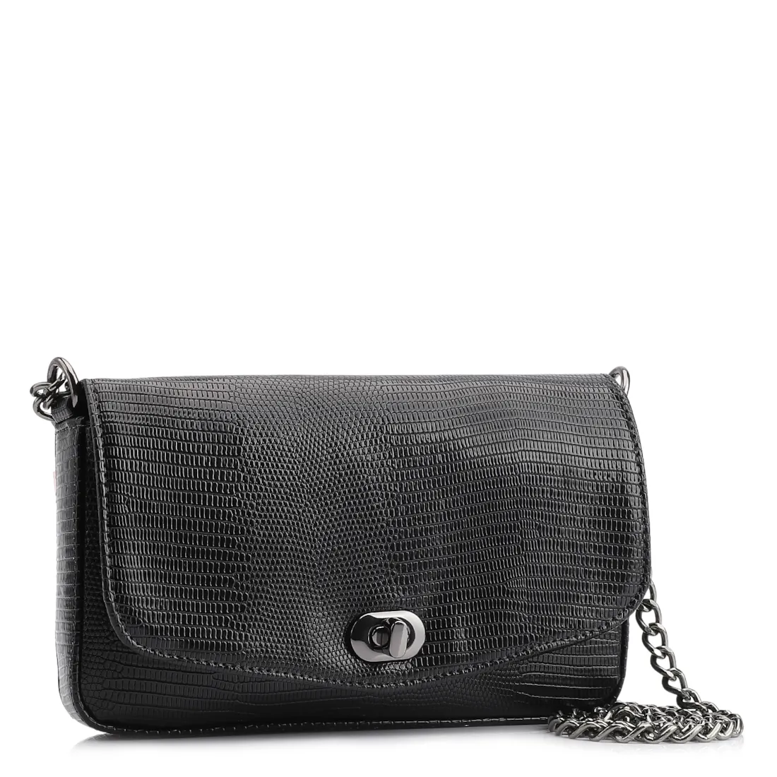  Bolsa Transversal Pequena Alt Lezard Preto Corrente - foto 3