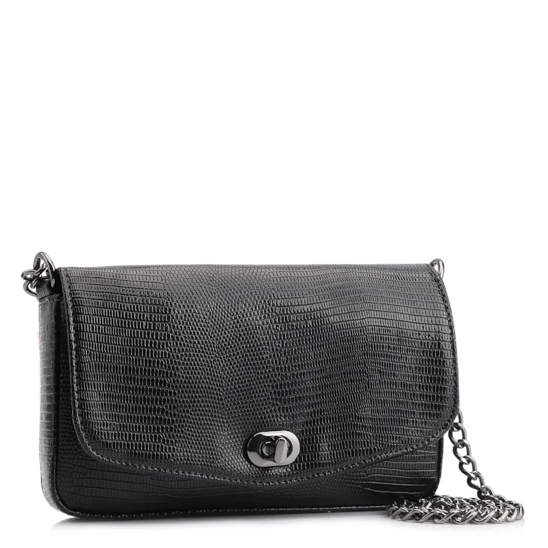  Bolsa Transversal Pequena Alt Lezard Preto Corrente - foto 3