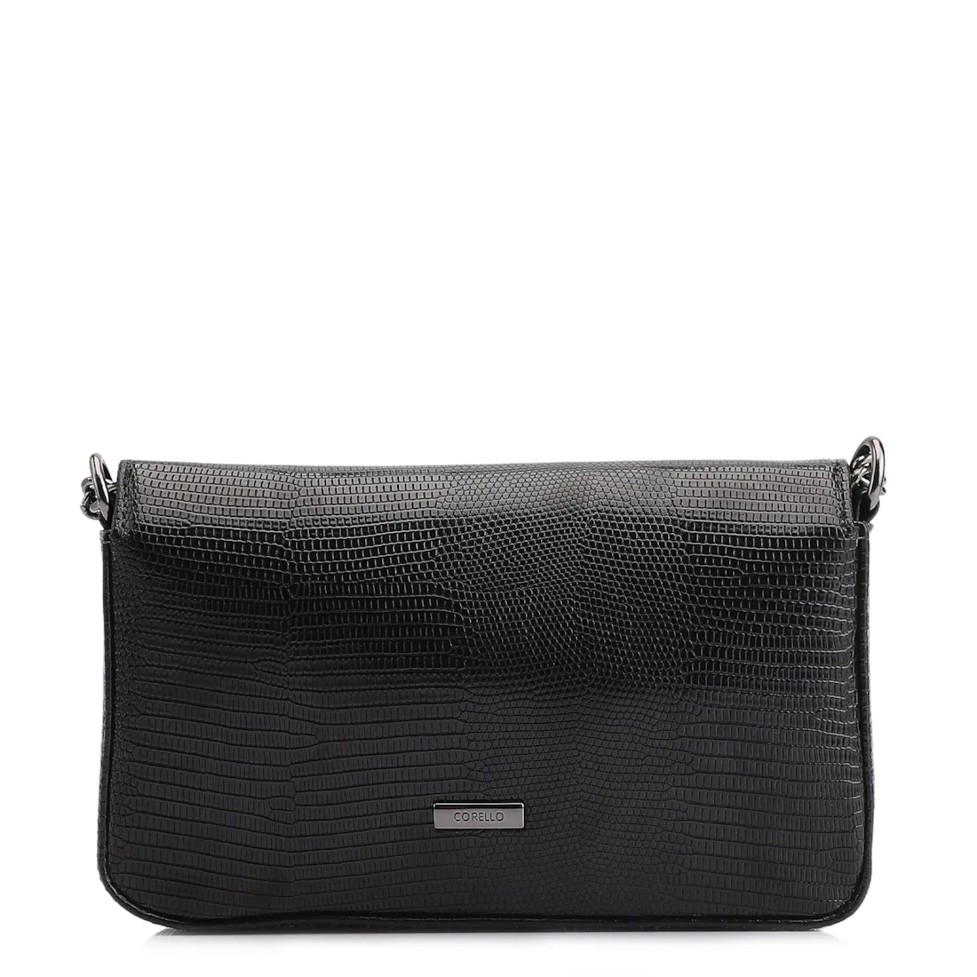  Bolsa Transversal Pequena Alt Lezard Preto Corrente - foto 4