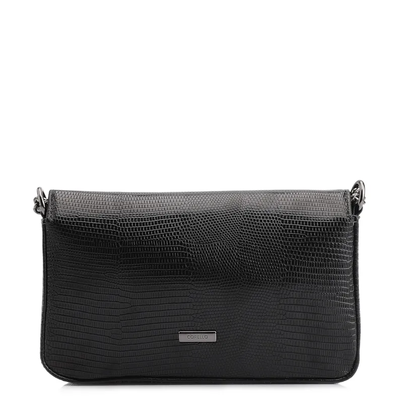  Bolsa Transversal Pequena Alt Lezard Preto Corrente - foto 4