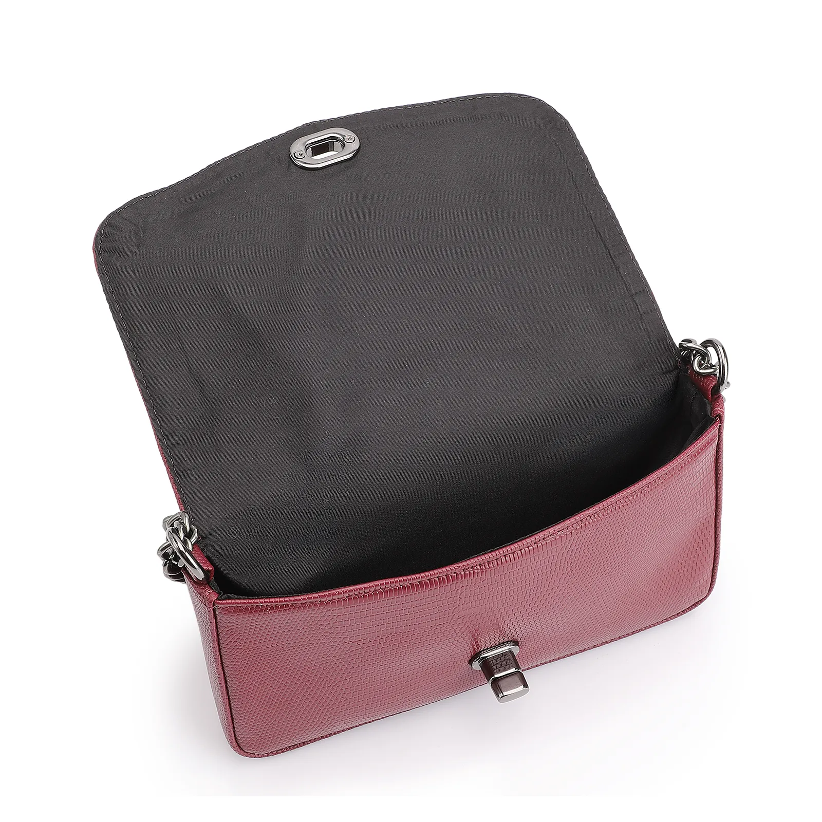 Bolsa Transversal Pequena Alt Lezard Vinho Corrente
