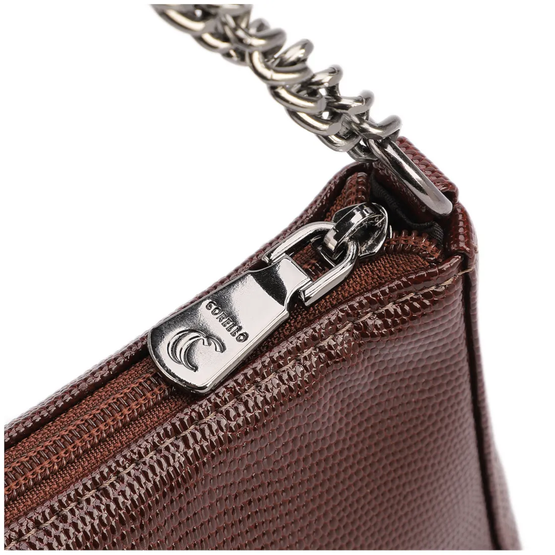 Bolsa Transversal Pequena Alt Lezart Marrom Corrente Frontal - foto 5