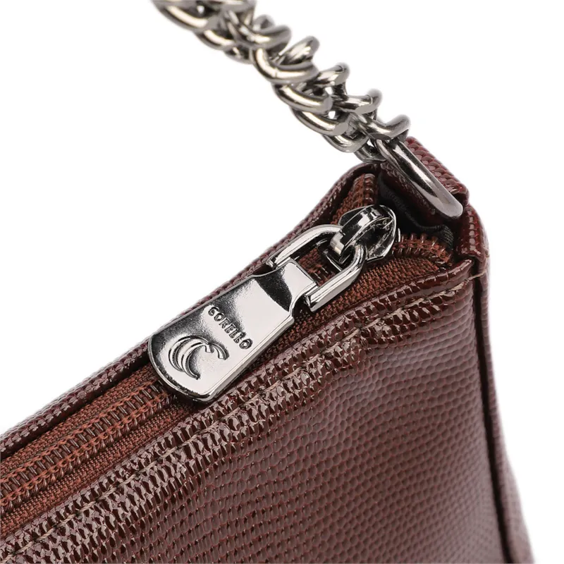 Bolsa Transversal Pequena Alt Lezart Marrom Corrente Frontal - foto 5