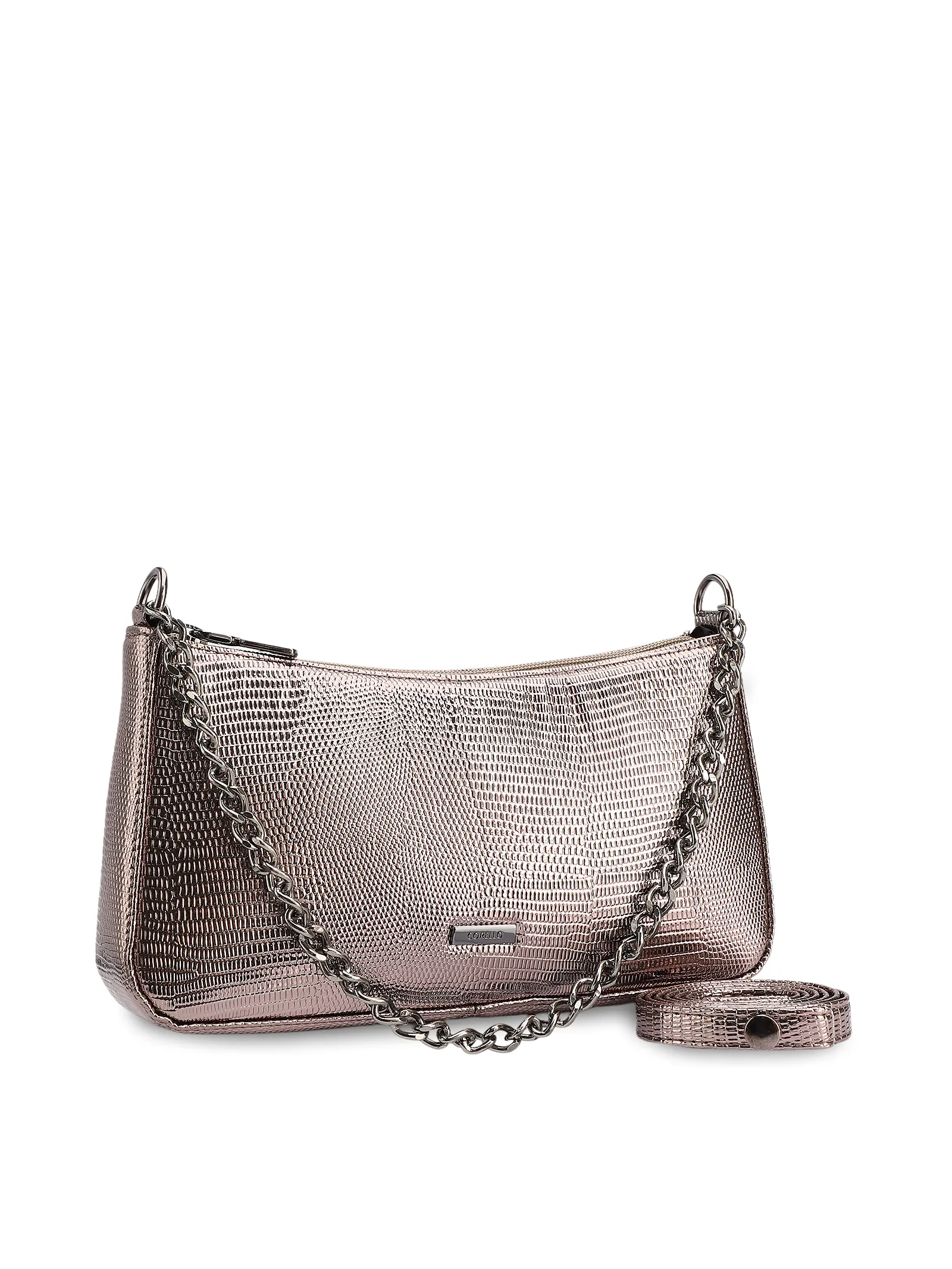 Bolsa Transversal Pequena Alt Lezart Prata Corrente Frontal