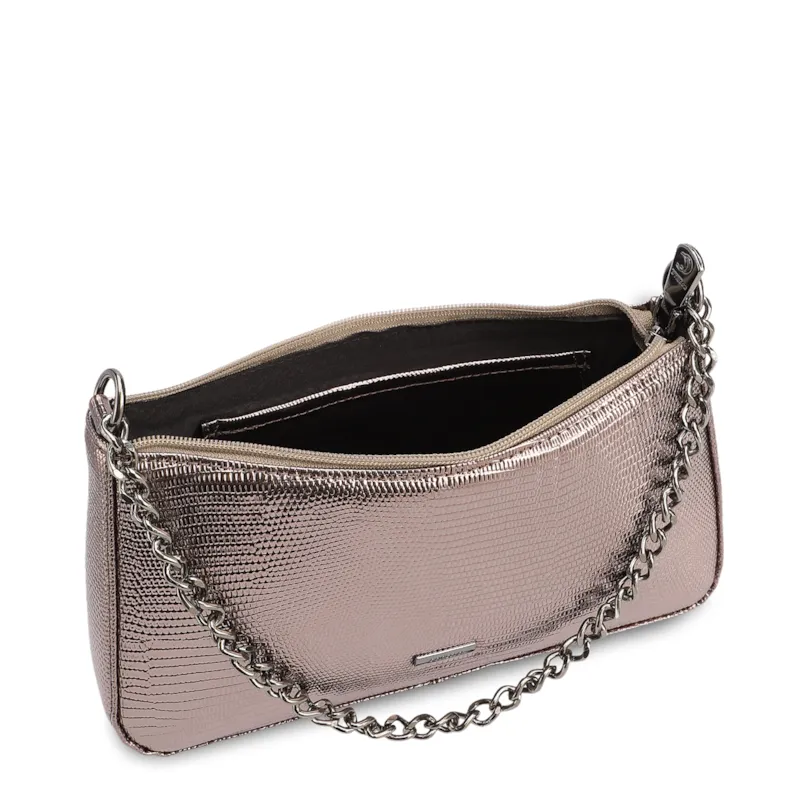 Bolsa Transversal Pequena Alt Lezart Prata Corrente Frontal - foto 4