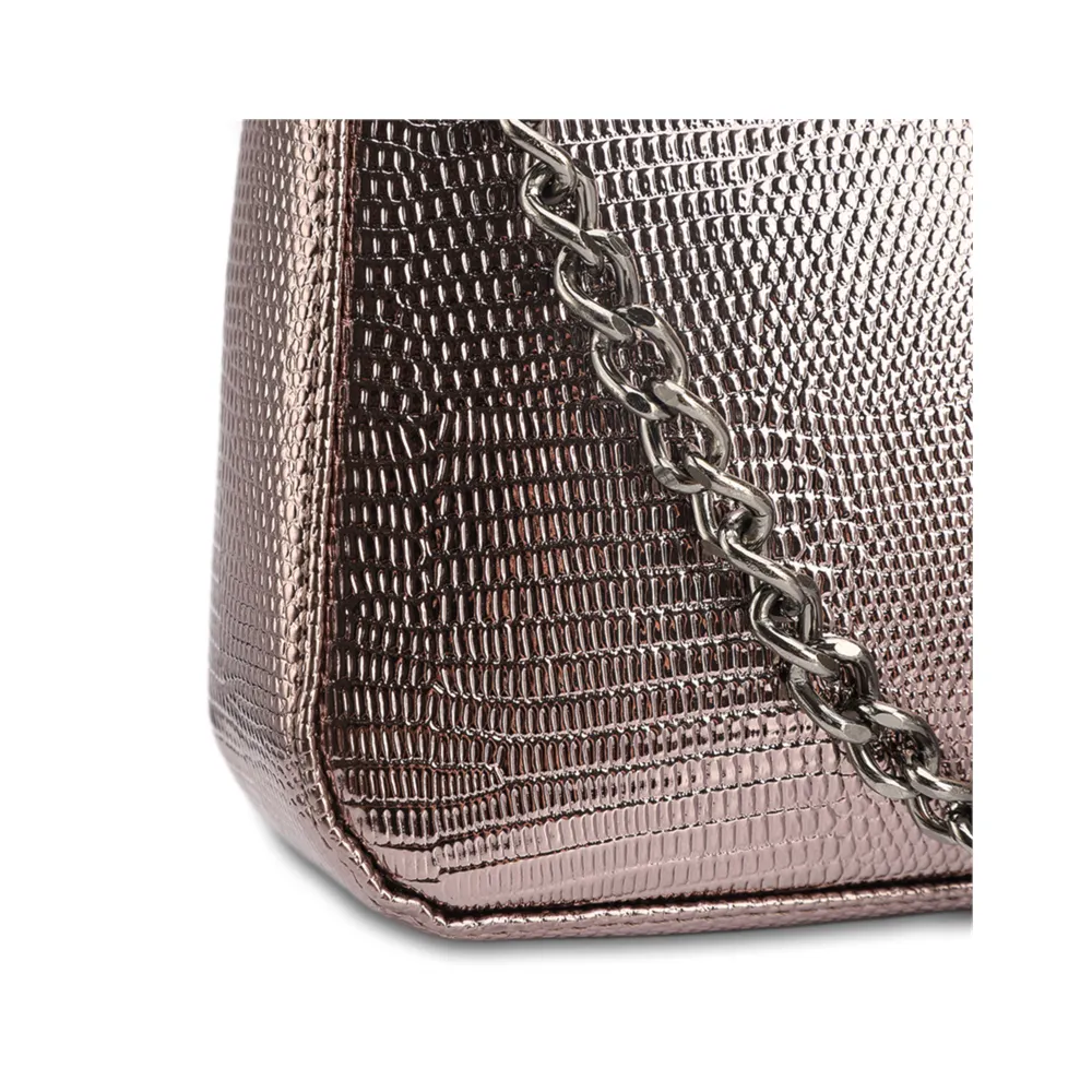 Bolsa Transversal Pequena Alt Lezart Prata Corrente Frontal - imagem 6