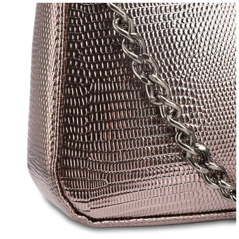 Bolsa Transversal Pequena Alt Lezart Prata Corrente Frontal - foto 6
