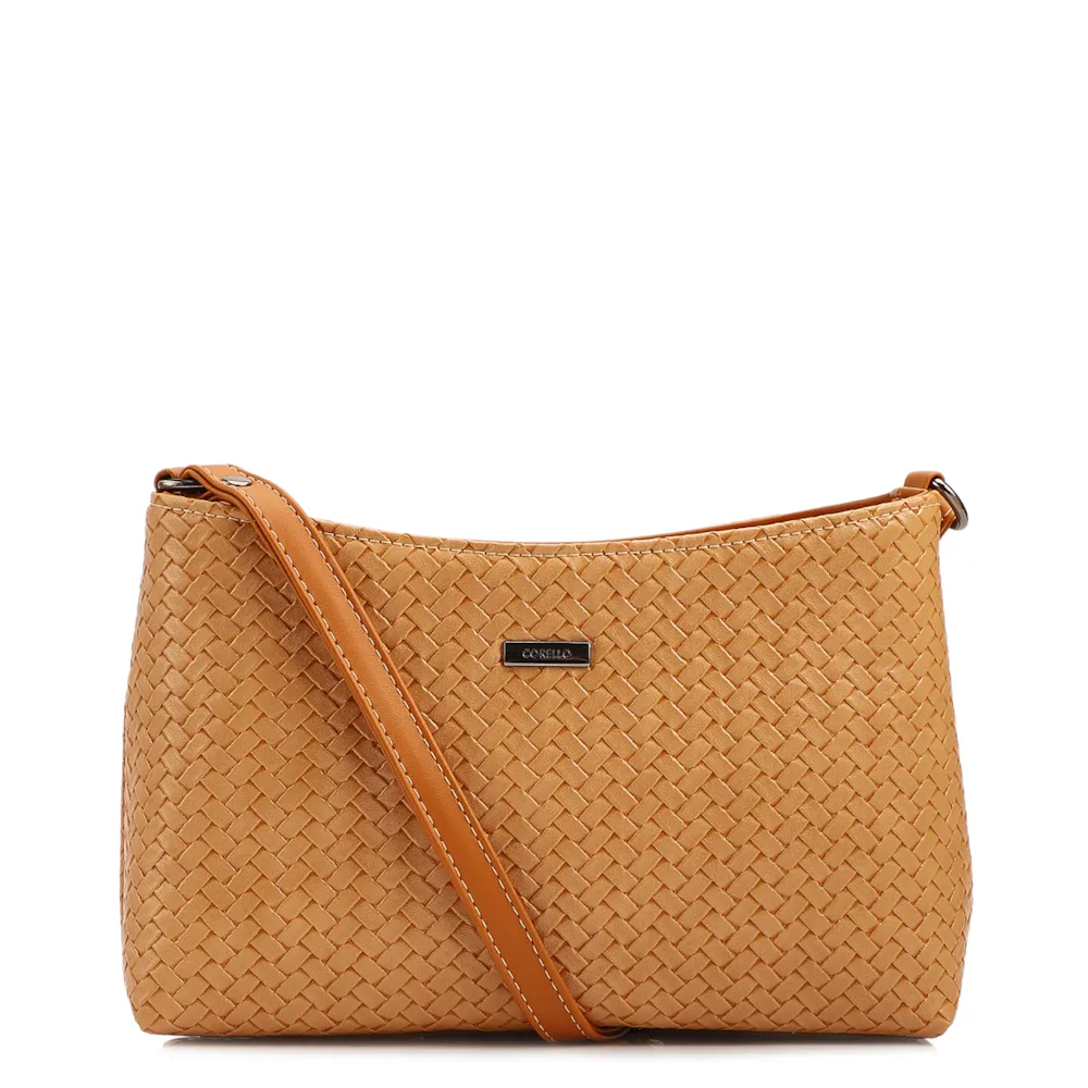Bolsa Transversal Pequena Alt Marrom Claro Textura Tramada