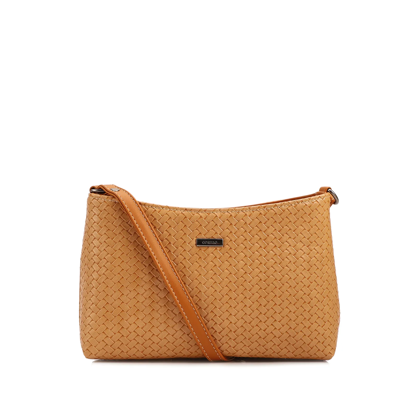 Bolsa Transversal Pequena Alt Marrom Claro Textura Tramada