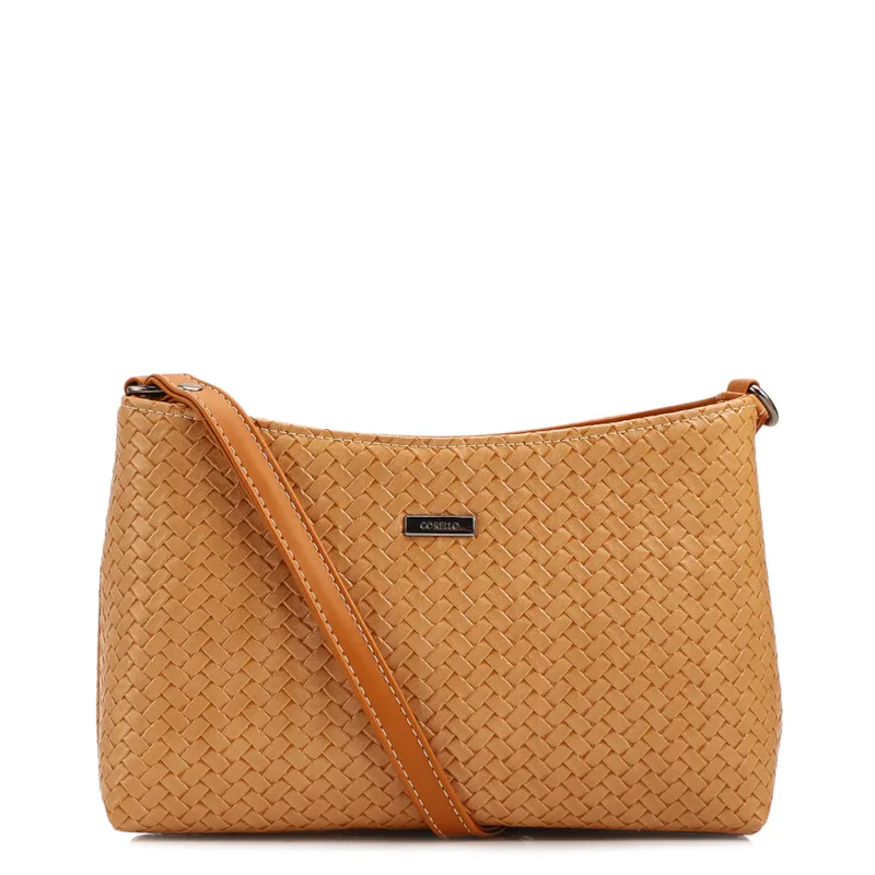 Bolsa Transversal Pequena Alt Marrom Claro Textura Tramada