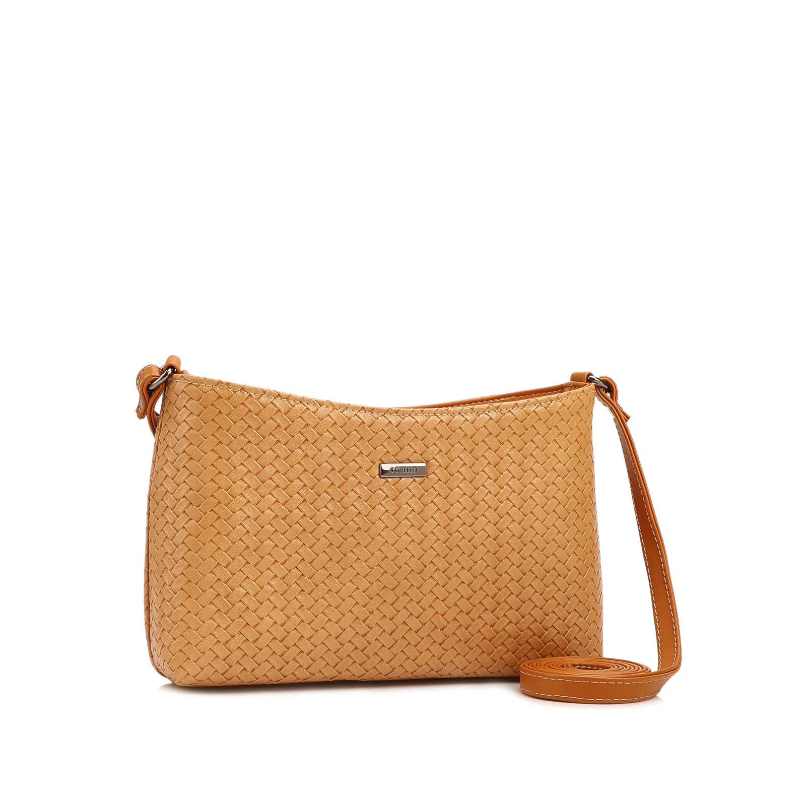 Bolsa Transversal Pequena Alt Marrom Claro Textura Tramada