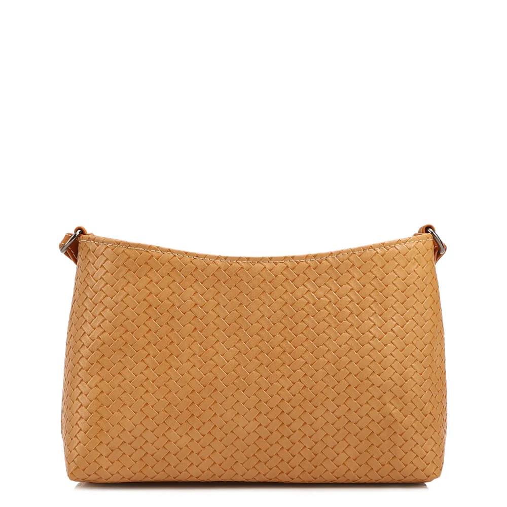 Bolsa Transversal Pequena Alt Marrom Claro Textura Tramada - imagem 3