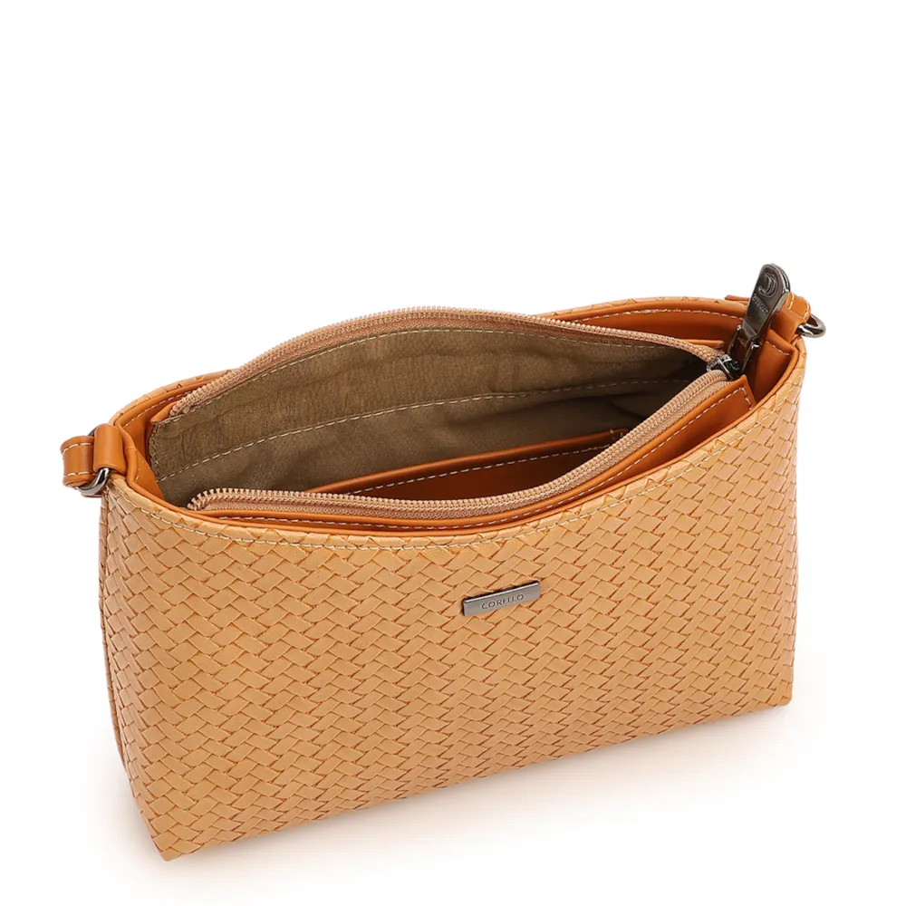 Bolsa Transversal Pequena Alt Marrom Claro Textura Tramada - imagem 4