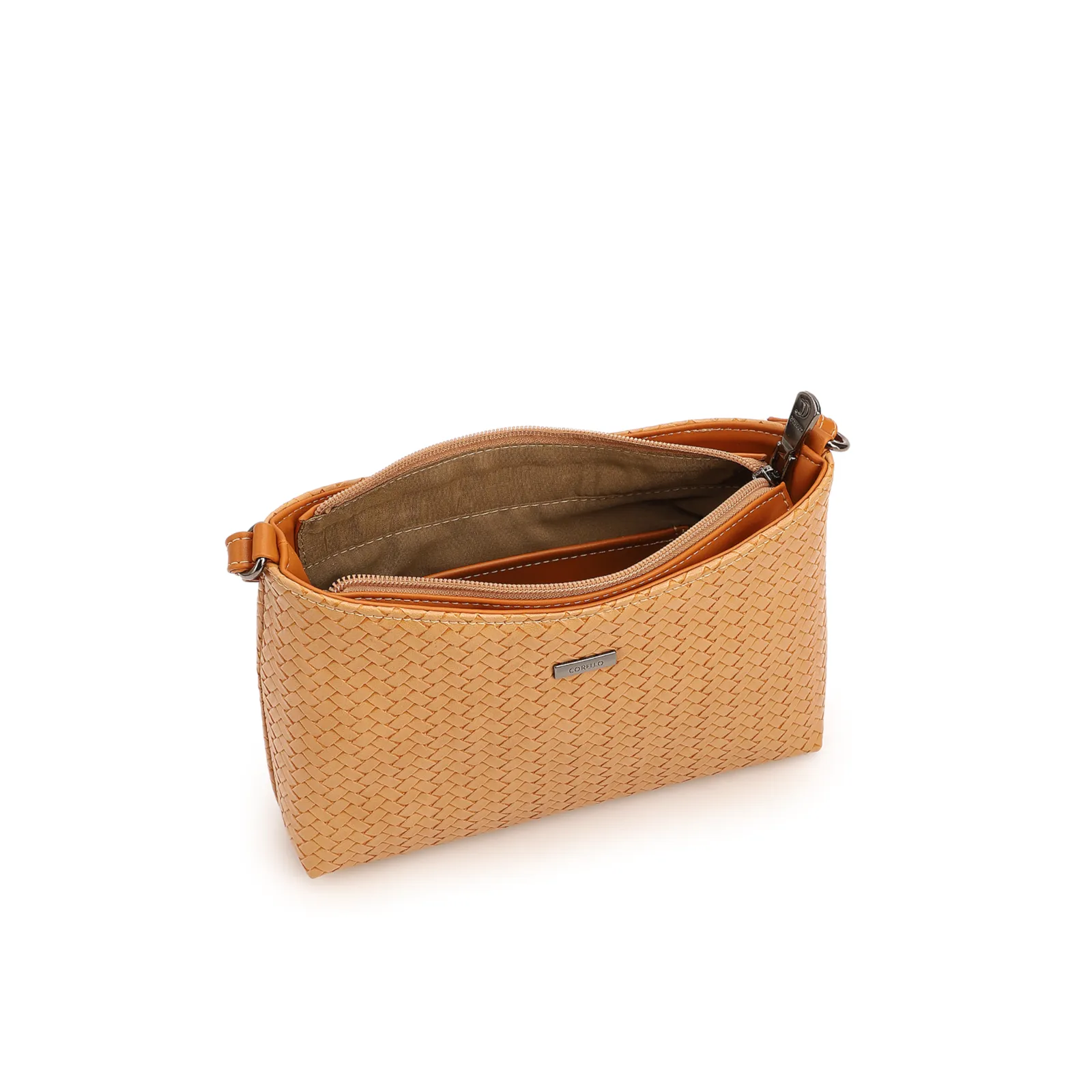 Bolsa Transversal Pequena Alt Marrom Claro Textura Tramada