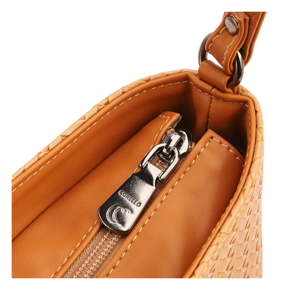 Bolsa Transversal Pequena Alt Marrom Claro Textura Tramada - imagem 5