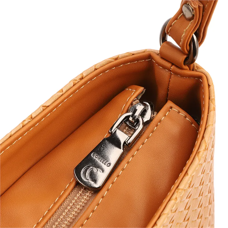 Bolsa Transversal Pequena Alt Marrom Claro Textura Tramada - foto 5