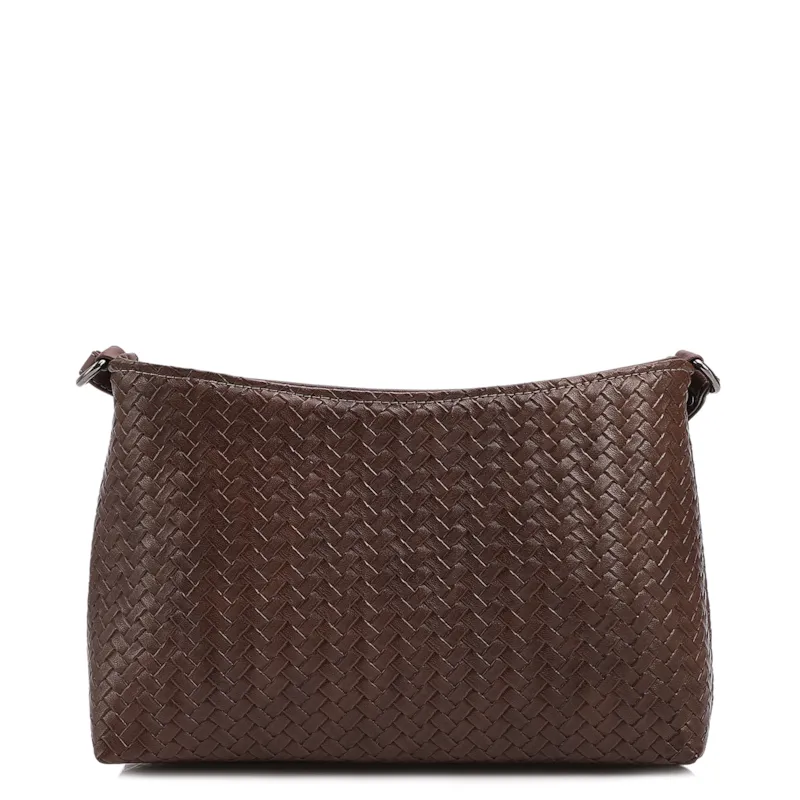 Bolsa Transversal Pequena Alt Marrom Escuro Textura Tramada - foto 3