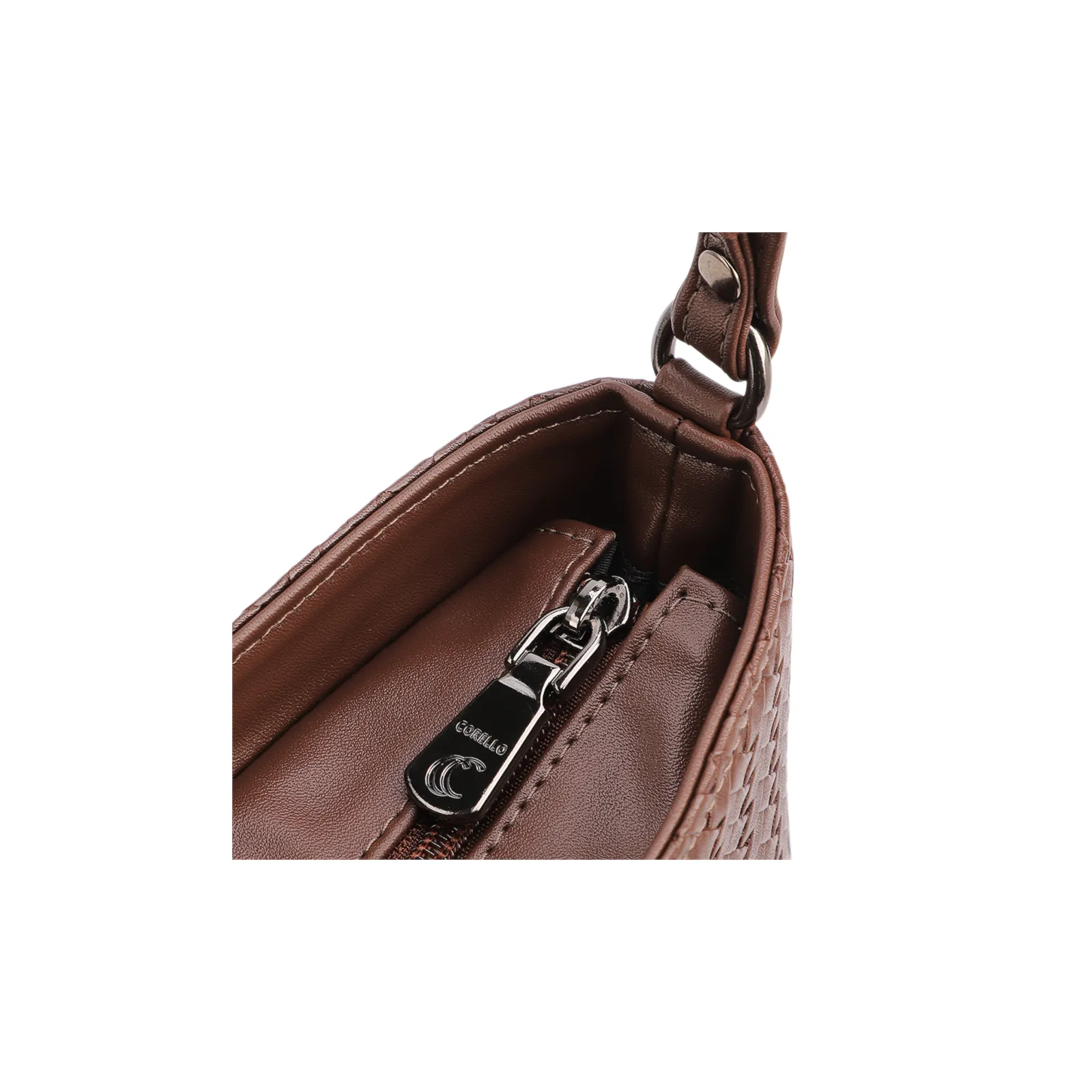 Bolsa Transversal Pequena Alt Marrom Escuro Textura Tramada