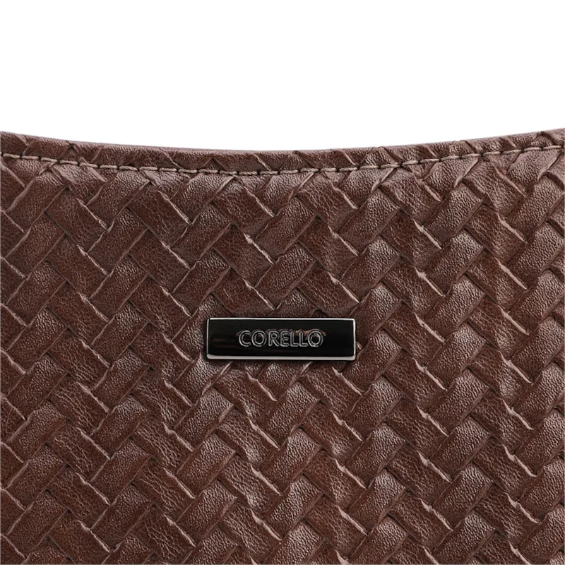 Bolsa Transversal Pequena Alt Marrom Escuro Textura Tramada - foto 6
