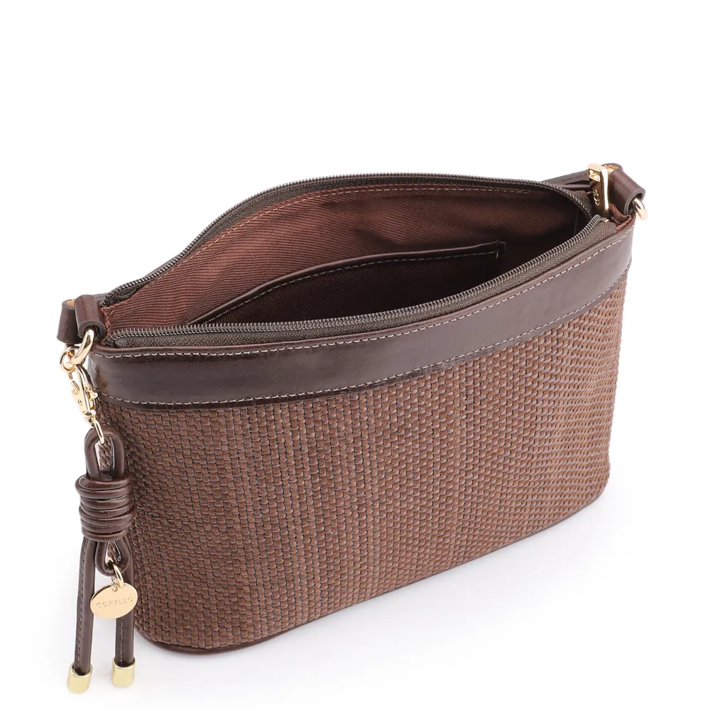 Bolsa Transversal Pequena Alt Marrom Escuro Tramado - imagem 4
