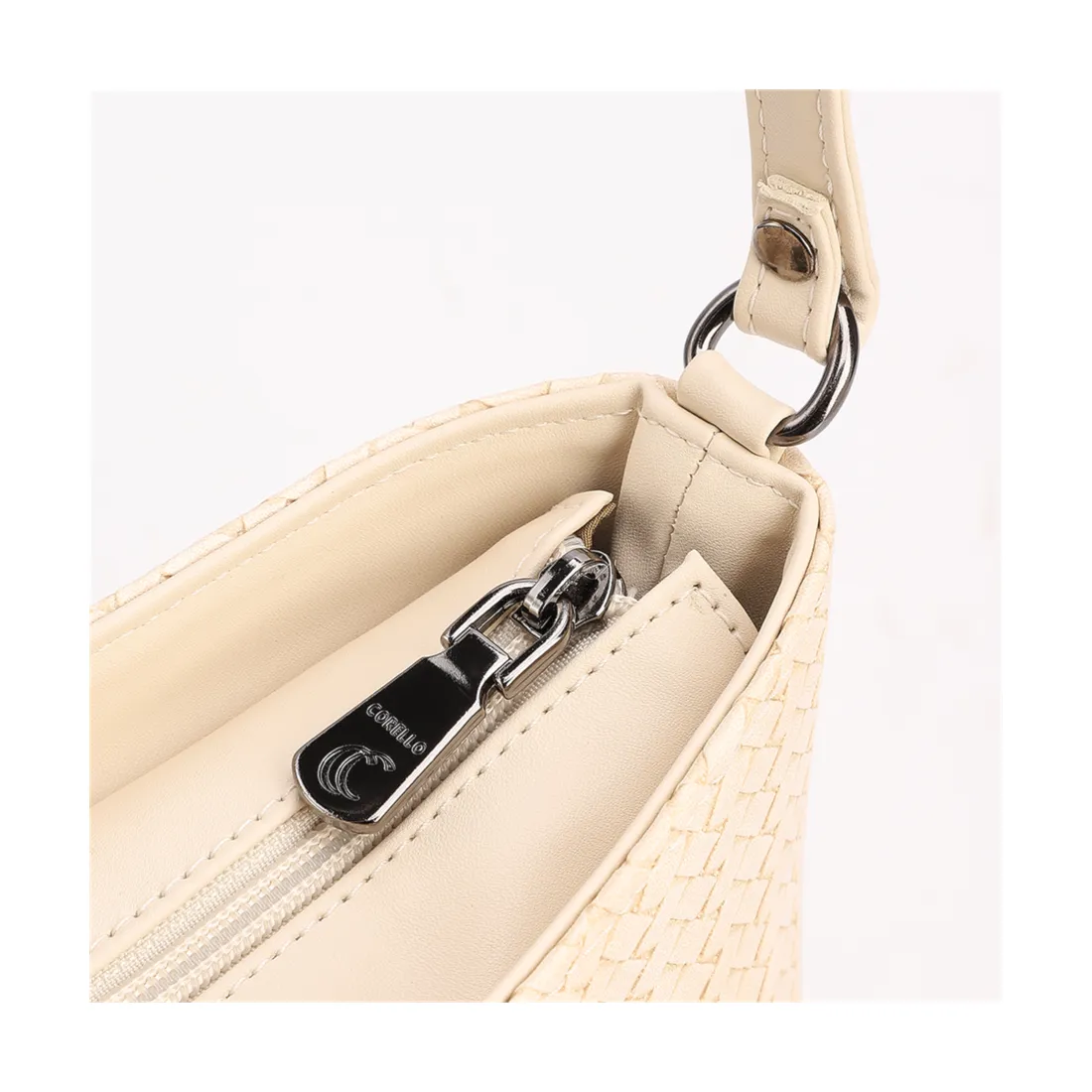 Bolsa Transversal Pequena Alt Off White Textura Tramada - foto 5