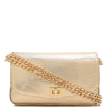 Bolsa Transversal Pequena Alt Textura Python Dourada Corrente