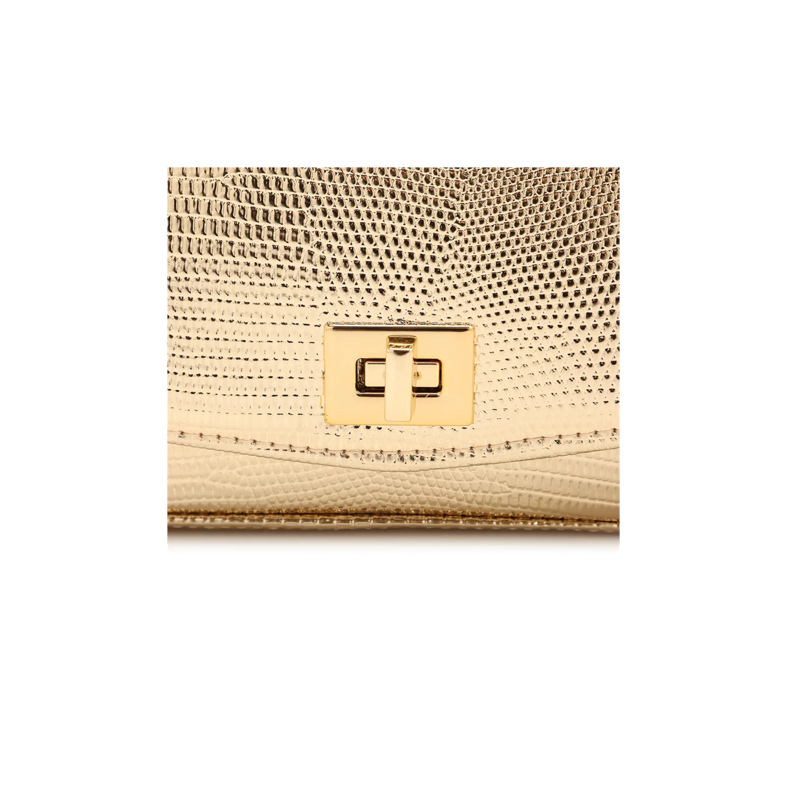 Bolsa Transversal Pequena Alt Textura Python Dourada Corrente