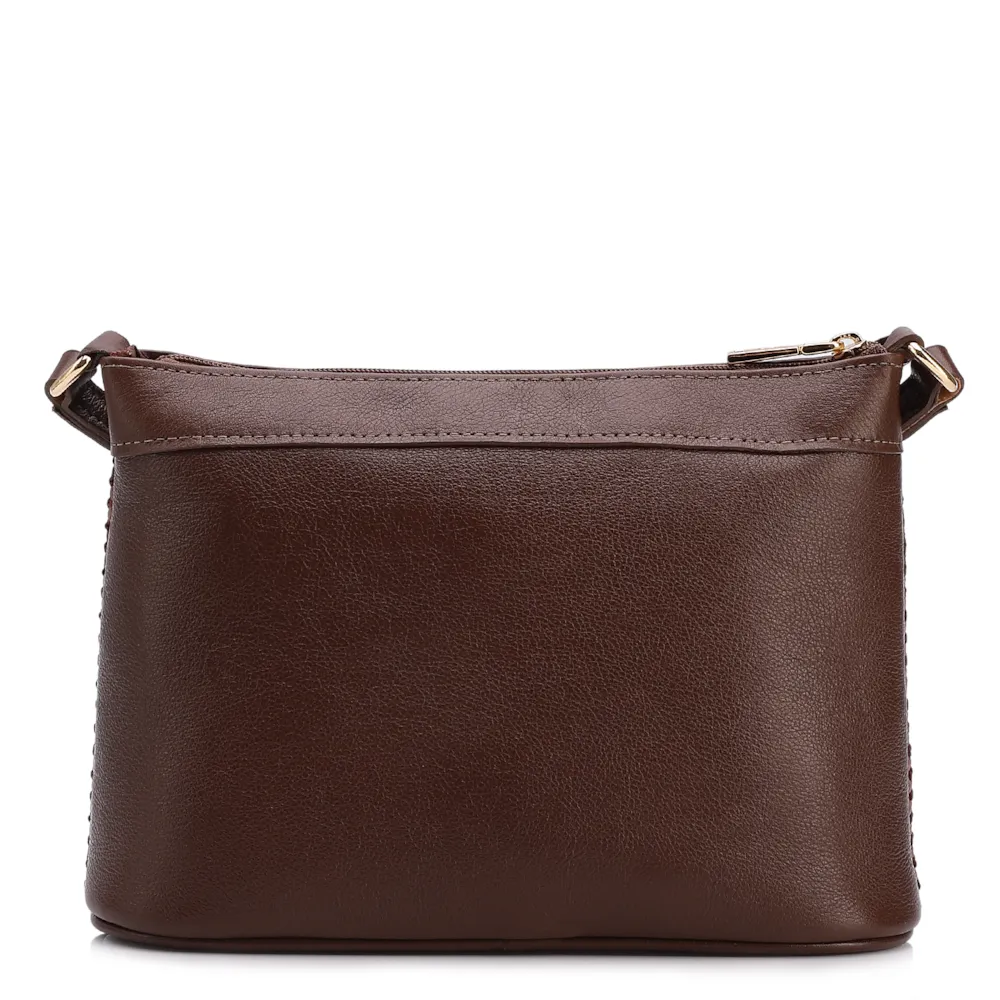 Bolsa Transversal Pequena Couro/Alt Marrom Tramado - imagem 3