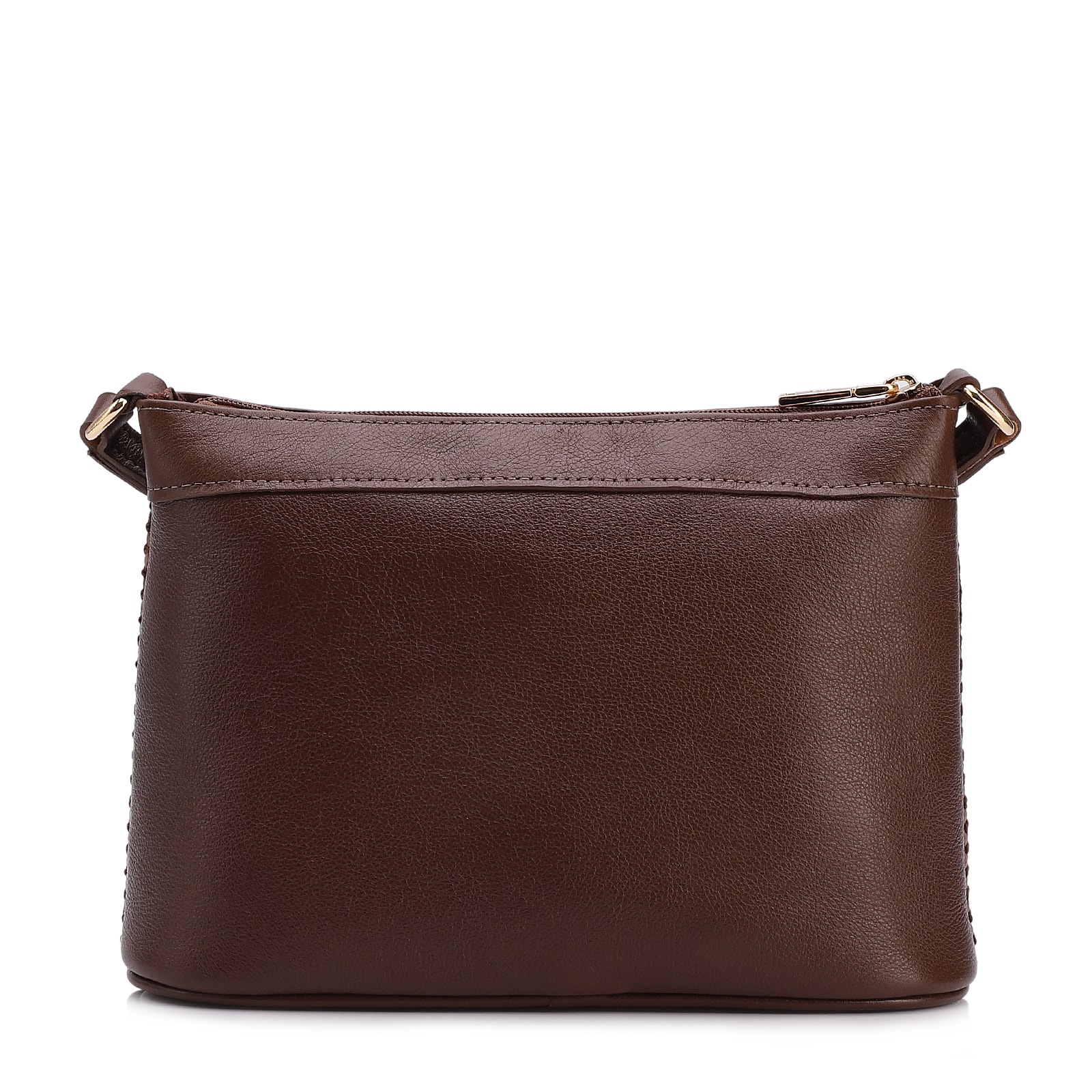 Bolsa Transversal Pequena Couro/Alt Marrom Tramado