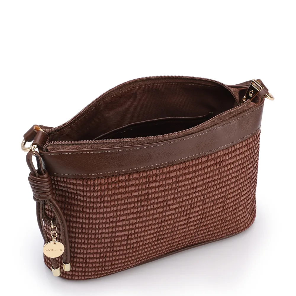 Bolsa Transversal Pequena Couro/Alt Marrom Tramado - imagem 4