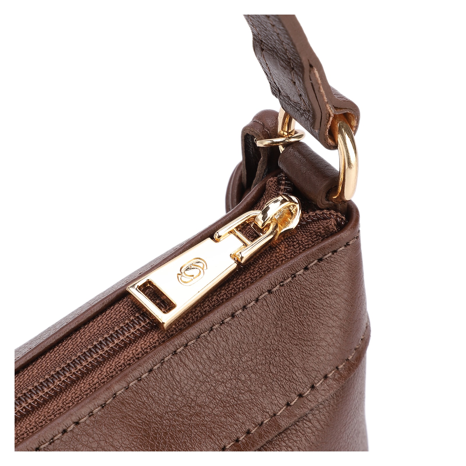 Bolsa Transversal Pequena Couro/Alt Marrom Tramado