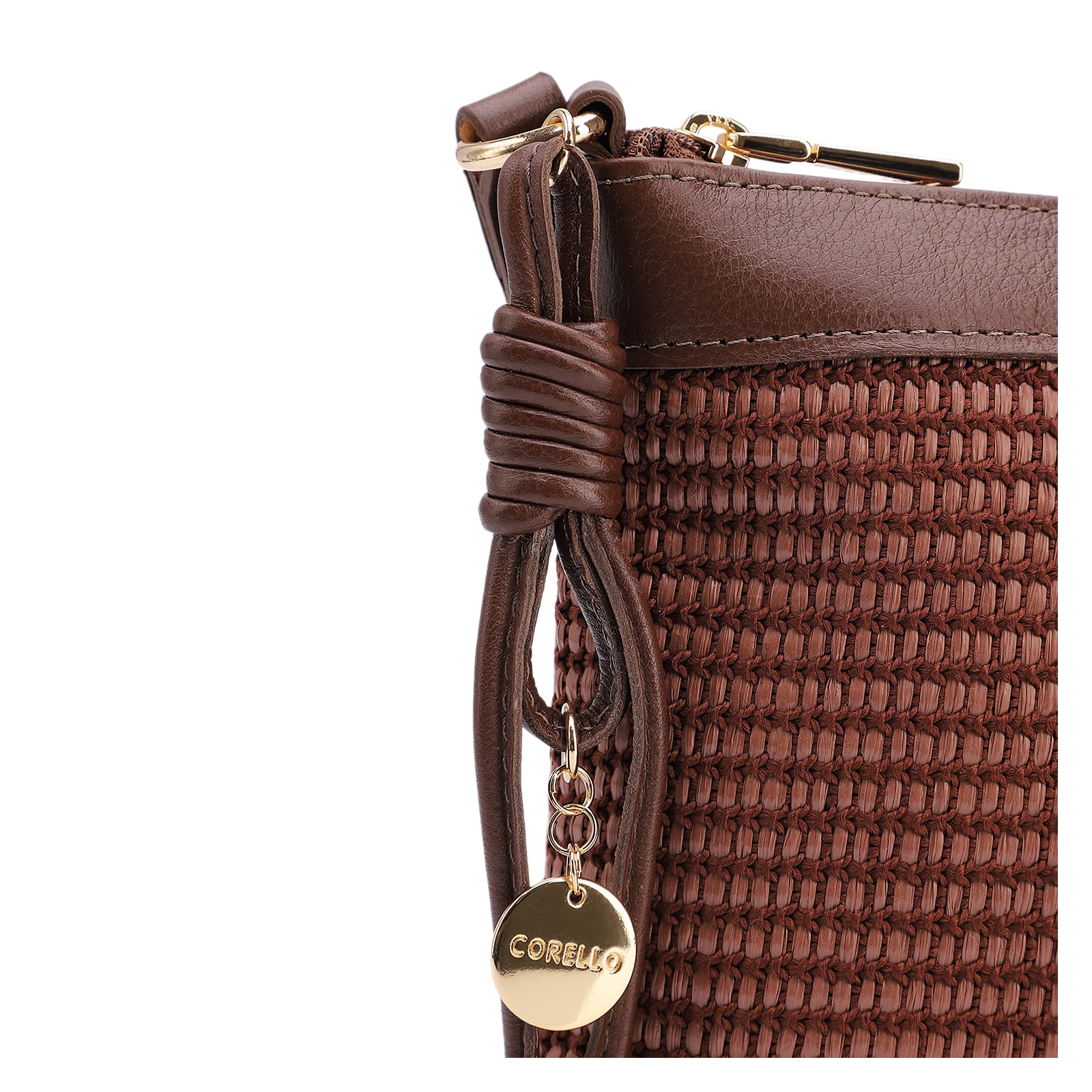Bolsa Transversal Pequena Couro/Alt Marrom Tramado