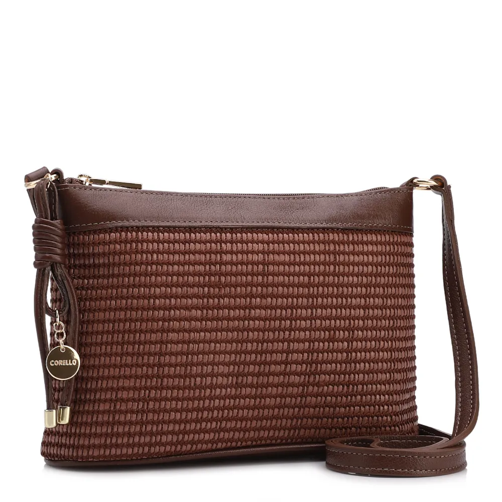 Bolsa Transversal Pequena Couro/Alt Marrom Tramado - imagem 2
