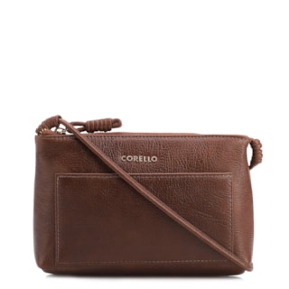 Pequena Couro Antique Marrom bolso frontal